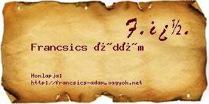 Francsics Ádám névjegykártya