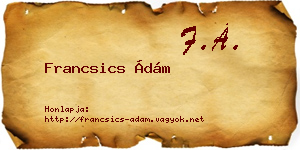 Francsics Ádám névjegykártya